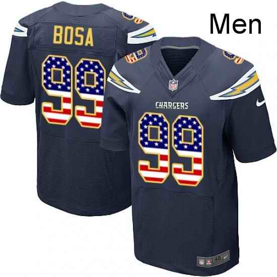 Men Nike Los Angeles Chargers 99 Joey Bosa Elite Navy Blue Home USA Flag Fashion NFL Jersey